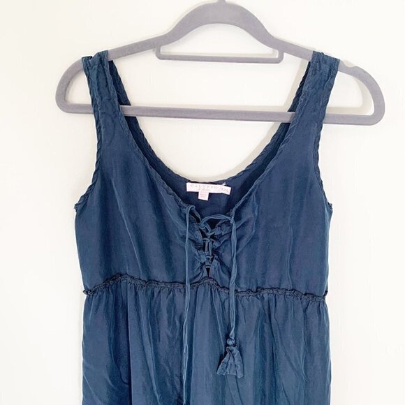 Calypso St. Barth Nettie Tiered Silk Maxi Dress‎ with lace up front closure - Picture 2 of 7